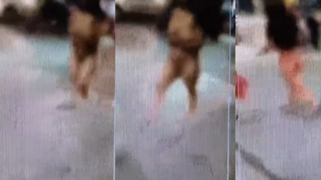 nude girl walking on street